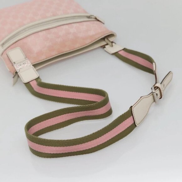 GUCCI GG Canvas Sherry Line Tote Bag Pink Silver 145809 Auth 141943 - Picture 8 of 16